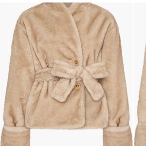 Milly Cream Teddy Jacket with Bow Detail